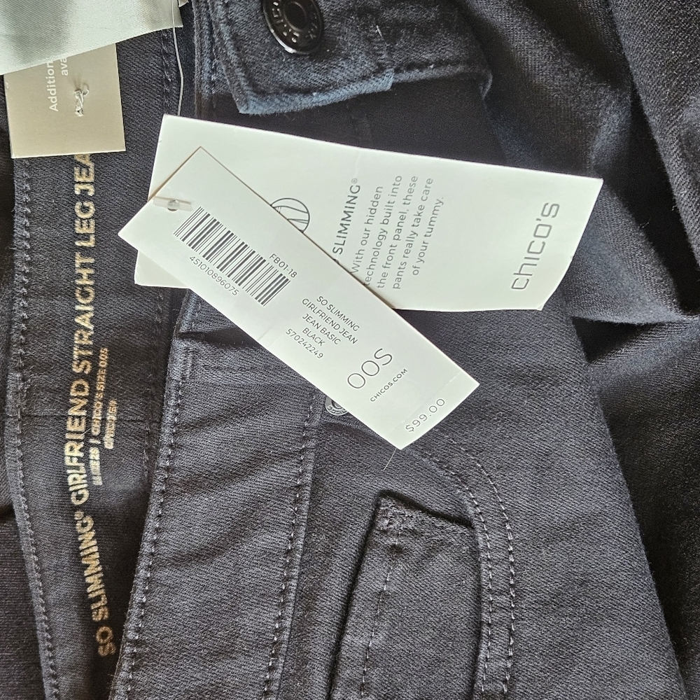 NWT CHICO SO SLIMMING GIRLFRIEND STRAIGHT LEG BASIC BLACK JEANS SIZE 2S / CH 00S - Picture 8 of 11